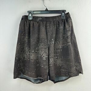 Lululemon Activewear Shorts Mens Small Gray‎ Camouflage Elastic Waist Drawstring